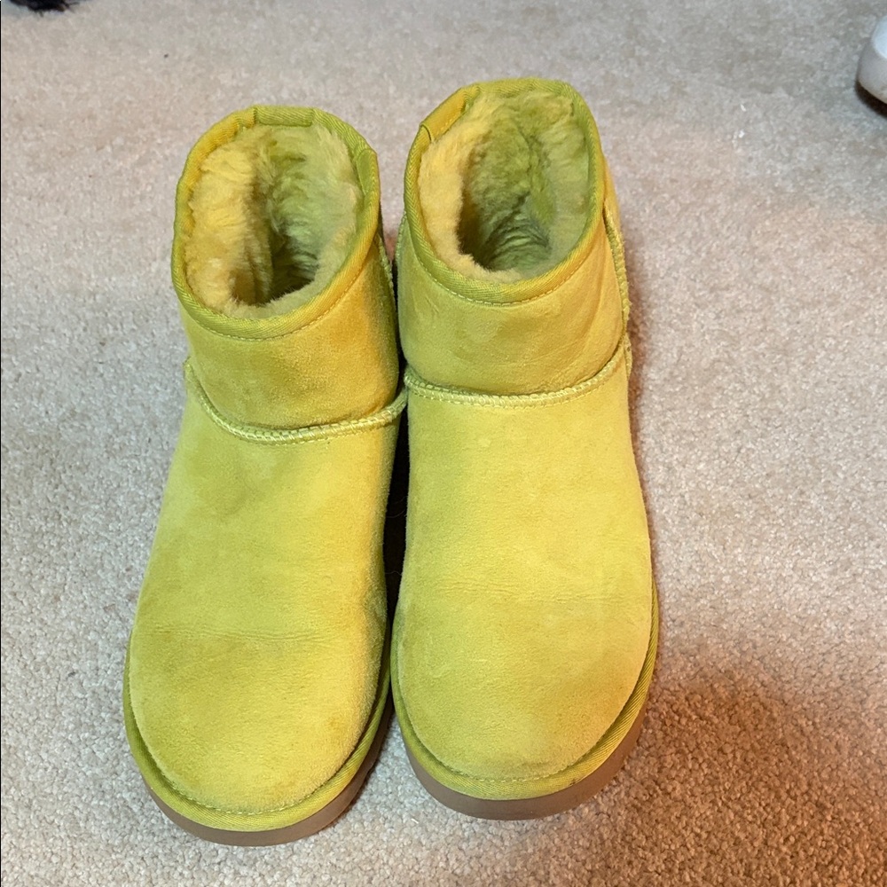 Ugg mini chartreuse boots (like brand new)